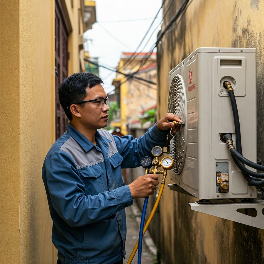 Bơm Gas Máy Lạnh Dĩ An Bơm gas máy lạnh